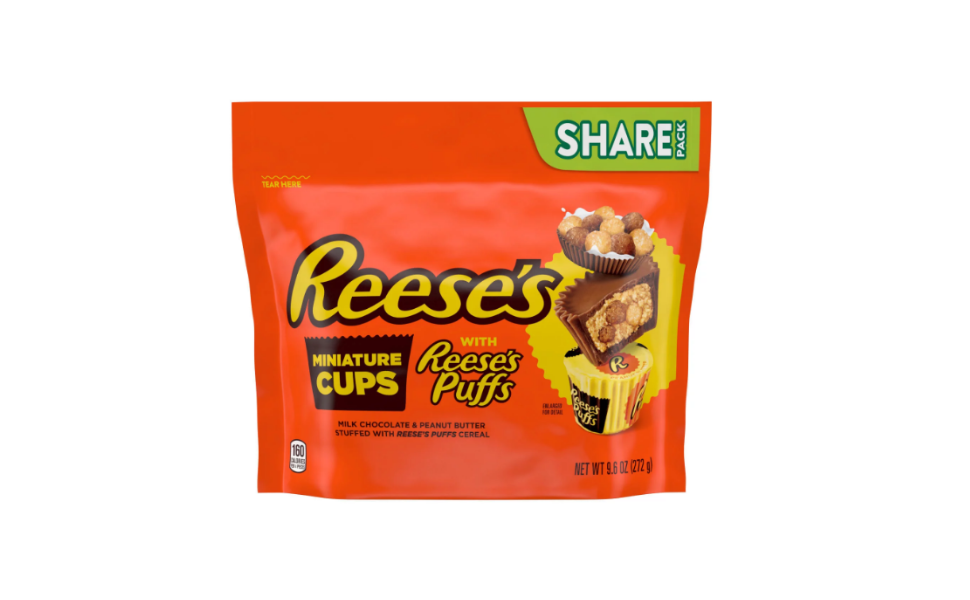 Reese's Milk Chocolate Mini Cups Stuffed with Reese's Puffs 9.6 oz. Bag. For fresh candy and great service, visit www.allcitycandy.com