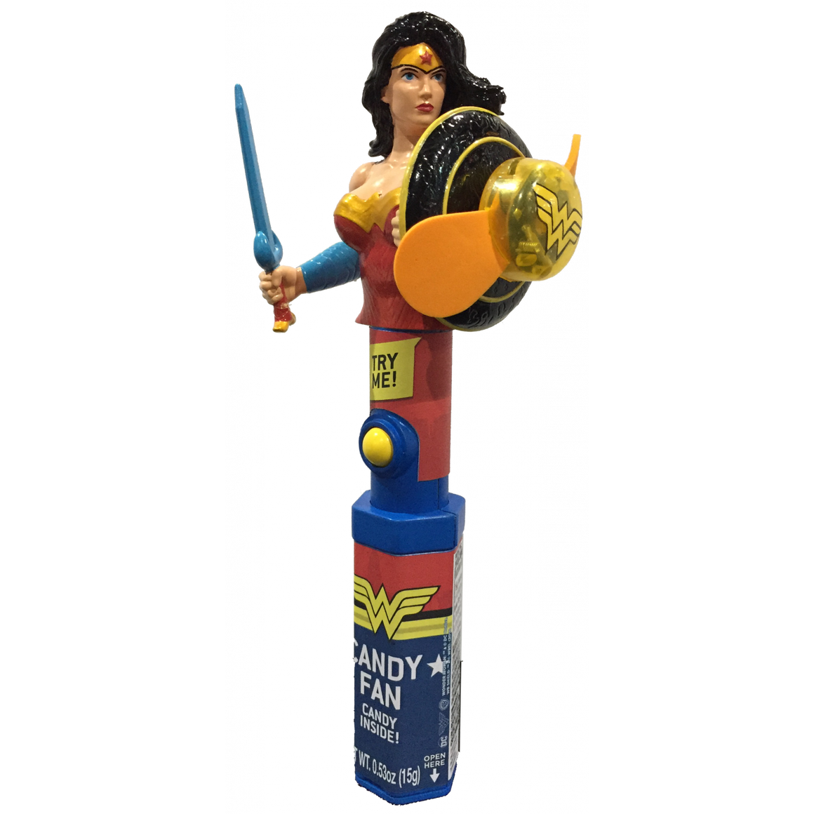 Batman or Wonder Woman Light Up Character Fan with Candy