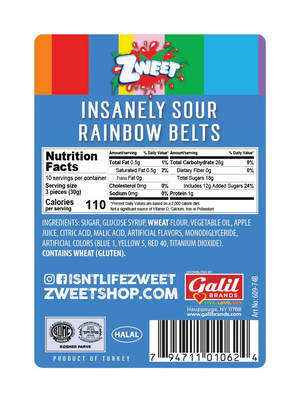 All City Candy Zweet Non-Kosher Insanely Sour Belts Rainbow 10 oz. Tub Sour Galil Foods For fresh candy and great service, visit www.allcitycandy.com