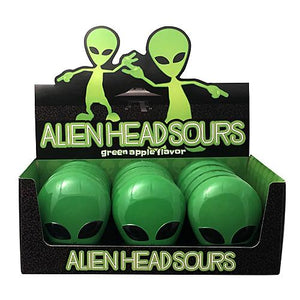 All City Candy Alien Head Sours Green Apple Candy - 1-oz. Tin Case of 12 Novelty Boston America For fresh candy and great service, visit www.allcitycandy.com