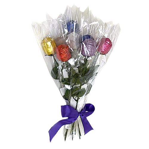 All City Candy Assorted Color Foiled Belgian Chocolate Color Splash Rose Bouquet Chocolate Albert's Candy Dozen For fresh candy and great service, visit www.allcitycandy.com