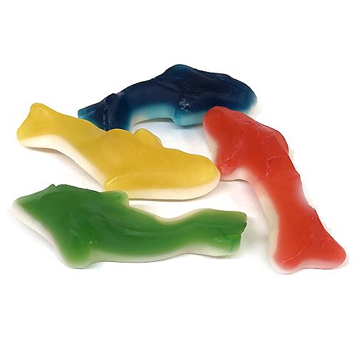 All City Candy Assorted Gummy Sharks - 5 LB Bulk Bag Bulk Unwrapped Kervan USA For fresh candy and great service, visit www.allcitycandy.com