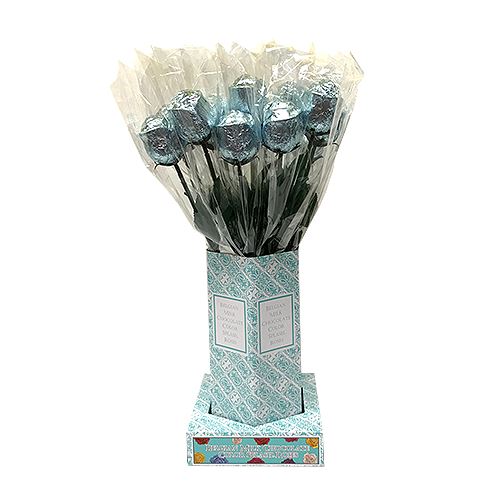 All City Candy Baby Blue Foiled Belgian Chocolate Color Splash Roses Chocolate Albert's Candy 1 Piece For fresh candy and great service, visit www.allcitycandy.com
