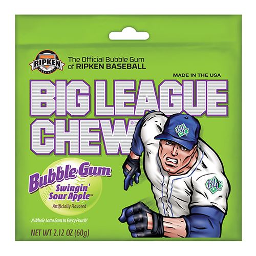 All City Candy Big League Chew Swingin' Sour Apple Bubble Gum - 2.12-oz. Bag Gum/Bubble Gum Ford Gum & Machine Company 1 Bag For fresh candy and great service, visit www.allcitycandy.com