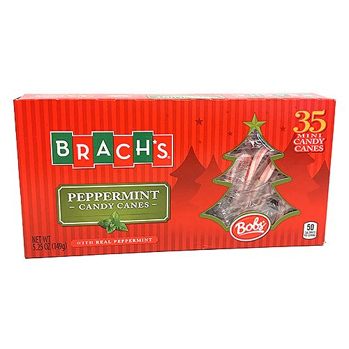 All City Candy Brach's Bob's Mini Peppermint Candy Canes Christmas Brach's Confections (Ferrara) Box of 35 For fresh candy and great service, visit www.allcitycandy.com