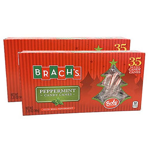 All City Candy Brach's Bob's Mini Peppermint Candy Canes Christmas Brach's Confections (Ferrara) Pack of 2, 35-Piece Boxes For fresh candy and great service, visit www.allcitycandy.com