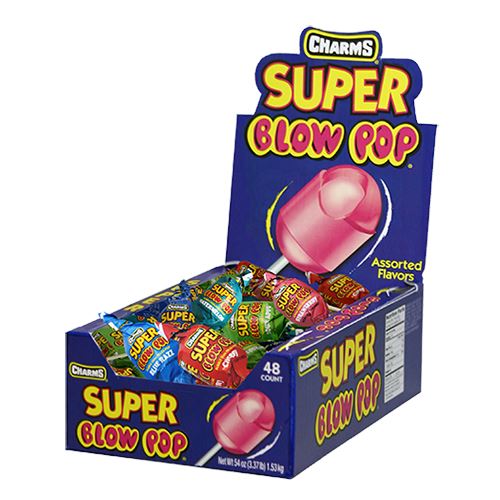 All City Candy Charms Assorted Super Blow Pops - Case of 48 Lollipops & Suckers Charms Candy (Tootsie) For fresh candy and great service, visit www.allcitycandy.com