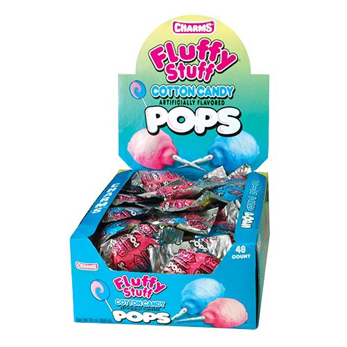 All City Candy Charms Fluffy Stuff Cotton Candy Pops - Case of 48 Lollipops & Suckers Charms Candy (Tootsie) For fresh candy and great service, visit www.allcitycandy.com