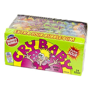 All City Candy Cry Baby Extra Sour Bubble Gumball Tubes Gum/Bubble Gum Concord Confections (Tootsie) Case of 24 9-Piece Tubes For fresh candy and great service, visit www.allcitycandy.com