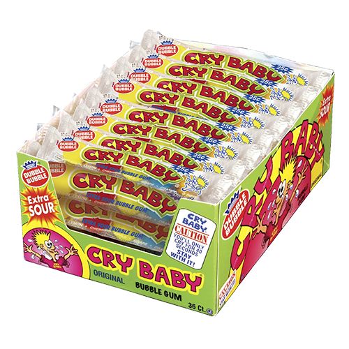 All City Candy Cry Baby Extra Sour Bubble Gumball Tubes Gum/Bubble Gum Concord Confections (Tootsie) 9-Piece Tube For fresh candy and great service, visit www.allcitycandy.com