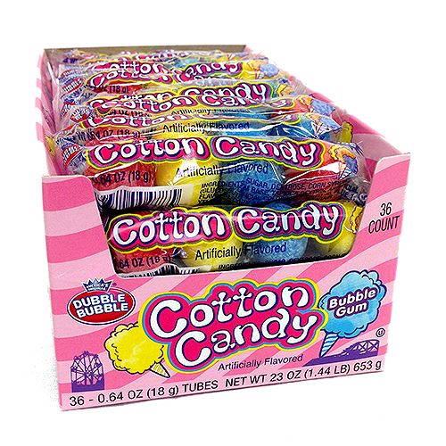 All City Candy Dubble Bubble Cotton Candy Bubble Gum Gumballs 4-Ball Tube - 36 Piece Case Gum/Bubble Gum Concord Confections (Tootsie) For fresh candy and great service, visit www.allcitycandy.com