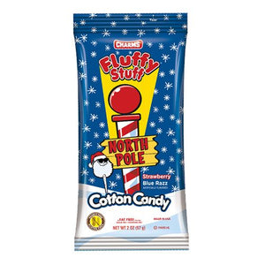 Fluffy Stuff North Pole Stawberry and Blue Razz Flavored Cotton Candy, 2  oz, Pack of 3