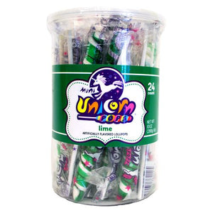 All City Candy Green & White Lime Mini Unicorn Pop - 24 Count Tub Lollipops & Suckers Adams & Brooks For fresh candy and great service, visit www.allcitycandy.com