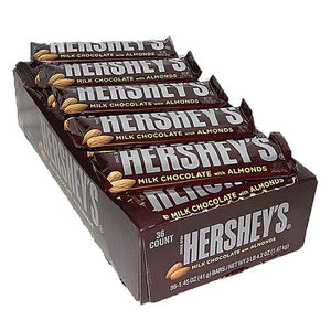 All City Candy Hershey's Milk Chocolate with Almonds Candy Bar 1.45 oz. Candy Bars Hershey's Case of 36 For fresh candy and great service, visit www.allcitycandy.com