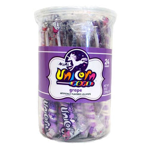 All City Candy Lavender & White Grape Mini Unicorn Pop - 24 Count Tub Lollipops & Suckers Adams & Brooks For fresh candy and great service, visit www.allcitycandy.com