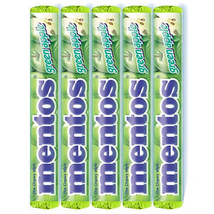 All City Candy Mentos Green Apple Chewy Mints - 1.32-oz. Roll Mints Perfetti Van Melle Case of 15 For fresh candy and great service, visit www.allcitycandy.com