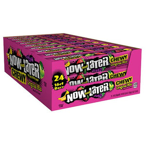 All City Candy Now and Later Chewy Original Mix Mixed Fruit Chews - 2.44-oz. Bar Taffy Ferrara Candy Company Case of 24 For fresh candy and great service, visit www.allcitycandy.com