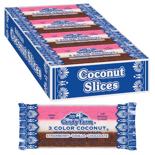 All City Candy Old Fashioned Neapolitan Coconut Slice 1.65 oz. Candy Bars Dayton Nut Specialties 1 Bar For fresh candy and great service, visit www.allcitycandy.com