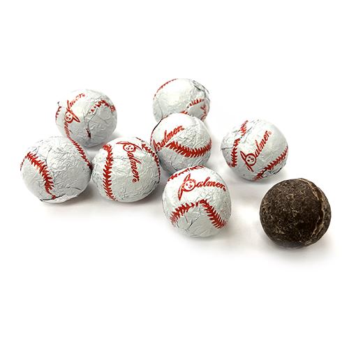 All City Candy Palmer Chocolate Flavored Foil Wrapped Baseballs - 3 LB Bulk Bag Bulk Wrapped R.M. Palmer Company For fresh candy and great service, visit www.allcitycandy.com