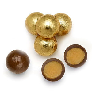 All City Candy Palmer Gold Foiled Caramel Filled Chocolate Balls - 3 LB Bulk Bag Bulk Wrapped R.M. Palmer Company For fresh candy and great service, visit www.allcitycandy.com