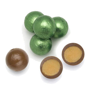All City Candy Palmer Kiwi Green Foiled Caramel Filled Chocolate Balls - 3 LB Bulk Bag Bulk Wrapped R.M. Palmer Company For fresh candy and great service, visit www.allcitycandy.com