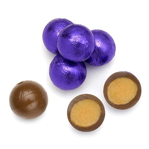 All City Candy Palmer Purple Foiled Caramel Filled Chocolate Balls - 3 LB Bulk Bag Bulk Wrapped R.M. Palmer Company For fresh candy and great service, visit www.allcitycandy.com