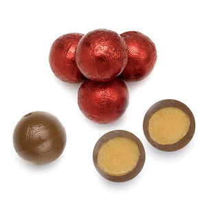 All City Candy Palmer Red Foiled Caramel Filled Chocolate Balls - 3 LB Bulk Bag Bulk Wrapped R.M. Palmer Company For fresh candy and great service, visit www.allcitycandy.com