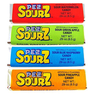 All City Candy PEZ Sourz Assorted Fruit Candy Roll .29 oz. - 8 Piece Pack Sour PEZ Candy For fresh candy and great service, visit www.allcitycandy.com