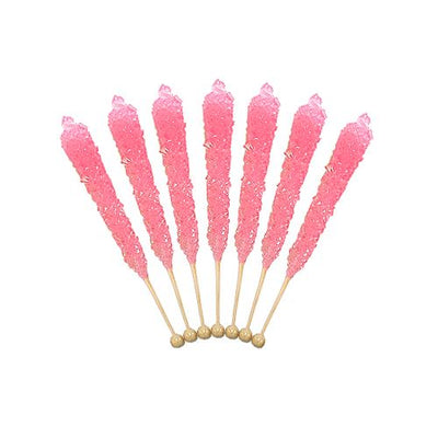 Pink Cherry Flavored Rock Candy Crystal Sticks - Tub of 36 - All City Candy