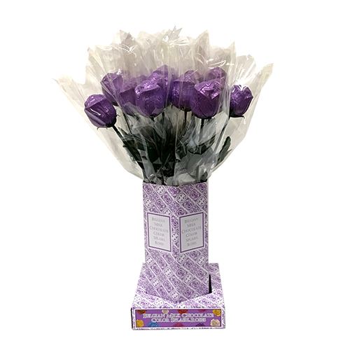 All City Candy Purple Foiled Belgian Chocolate Color Splash Roses Chocolate Albert's Candy 1 Piece For fresh candy and great service, visit www.allcitycandy.com