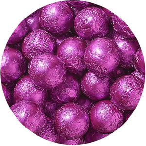 All City Candy Purple Foiled Solid Milk Chocolate Balls - 2 LB Bulk Bag Bulk Wrapped SweetWorks For fresh candy and great service, visit www.allcitycandy.com