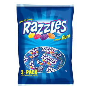 All City Candy Razzles Candy Gum/Bubble Gum Concord Confections (Tootsie) 1.7-oz. Bag of Mini Pouches For fresh candy and great service, visit www.allcitycandy.com