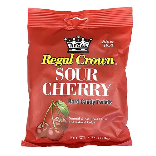 All City Candy Regal Crown Sour Cherry Hard Candy Twists - 4-oz. Bag Hard Iconic Candy For fresh candy and great service, visit www.allcitycandy.com