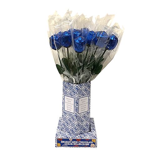 All City Candy Royal Blue Foiled Belgian Chocolate Color Splash Roses Chocolate Albert's Candy 1 Piece For fresh candy and great service, visit www.allcitycandy.com