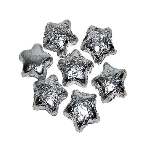All City Candy Silver Foiled Milk Chocolate Stars - 3 LB Bulk Bag Bulk Wrapped Madelaine Chocolate Company For fresh candy and great service, visit www.allcitycandy.com