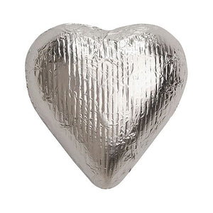 All City Candy Silver Foiled Solid Milk Chocolate Hearts - 2 LB Bulk Bag Bulk Wrapped SweetWorks For fresh candy and great service, visit www.allcitycandy.com