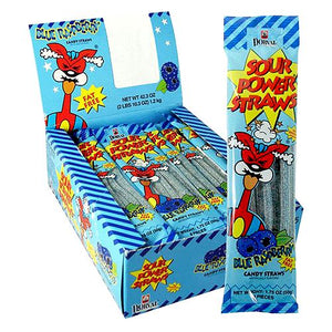 All City Candy Sour Power Blue Raspberry Candy Straws - 1.75-oz. Pack Sour Dorval Trading Case of 24 For fresh candy and great service, visit www.allcitycandy.com