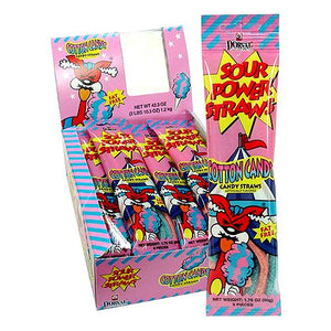 All City Candy Sour Power Cotton Candy Candy Straws - 1.75-oz Pack Sour Dorval Trading Case of 24 For fresh candy and great service, visit www.allcitycandy.com