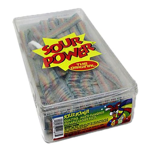 All City Candy Sour Power Quattro Multi-Flavored Candy Belts - Tub of 150 Sour Dorval Trading For fresh candy and great service, visit www.allcitycandy.com