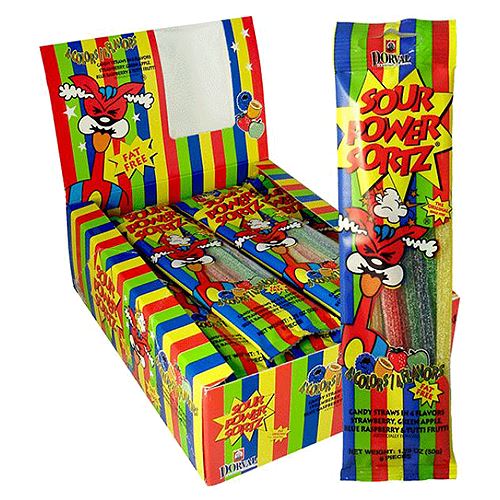All City Candy Sour Power Sortz Assorted Flavor Candy Straws 1.75 oz. Sour Dorval Trading 1 Package For fresh candy and great service, visit www.allcitycandy.com