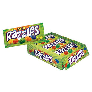 All City Candy Sour Razzles Candy - 1.4-oz. Pouch Gum/Bubble Gum Concord Confections (Tootsie) Case of 24 For fresh candy and great service, visit www.allcitycandy.com