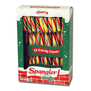 All City Candy Spangler Muliti-Color Cherry Candy Canes - Box of 12 Christmas Spangler For fresh candy and great service, visit www.allcitycandy.com