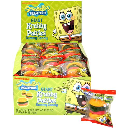 All City Candy SpongeBob SquarePants Giant Krabby Patties Gummy Candy - 36 Piece Case Gummi Frankford Candy For fresh candy and great service, visit www.allcitycandy.com