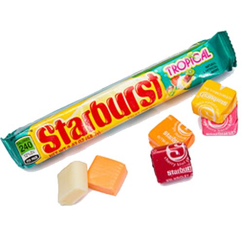 All City Candy Starburst Fruit Chews Tropical Fruits - 2.07-oz. Bar Chewy Wrigley 1 Bar For fresh candy and great service, visit www.allcitycandy.com