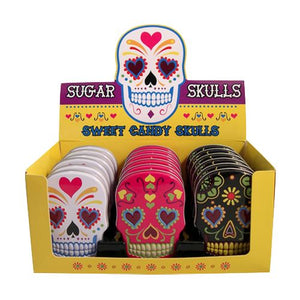 All City Candy Sugar Skulls Sweet Candy Skulls - 1.3-oz. Tin Novelty Boston America Case of 18 For fresh candy and great service, visit www.allcitycandy.com