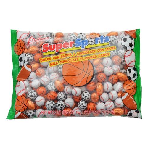 All City Candy Super Sports Foiled Milk Chocolate Balls - 2.2 LB Bulk Bag Bulk Wrapped R.M. Palmer Company For fresh candy and great service, visit www.allcitycandy.com