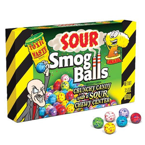All City Candy Toxic Waste Sour Smog Balls Candy - 3.5-oz. Theater Box Theater Boxes Candy Dynamics Case of 12 For fresh candy and great service, visit www.allcitycandy.com