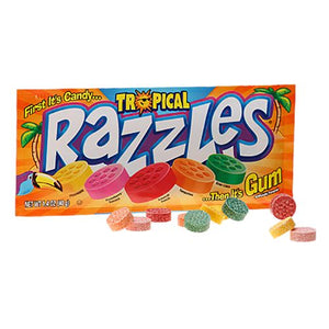 All City Candy Tropical Razzles Candy - 1.4-oz. Pouch Gum/Bubble Gum Concord Confections (Tootsie) 1 Pouch For fresh candy and great service, visit www.allcitycandy.com