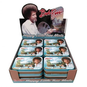 All City Candy Bob Ross Happy Little Tree Mints 1.5 oz. Tin Case of 18 Novelty Boston America For fresh candy and great service, visit www.allcitycandy.com