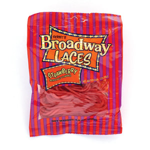 All City Candy Strawberry Broadway Laces Licorice Candy - 4-oz. Bag Licorice Gerrit J. Verburg Candy For fresh candy and great service, visit www.allcitycandy.com